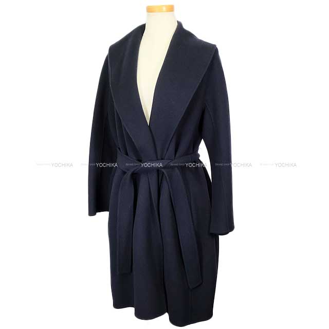 2024AW MAX MARA S'Max Mara Double Face Gown Coat MESSI Navy virgin wool 42 19-01-61519[EXCELLENT][Authentic]