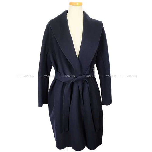 2024AW MAX MARA S'Max Mara Double Face Gown Coat MESSI Navy virgin wool 42 19-01-61519[EXCELLENT][Authentic]