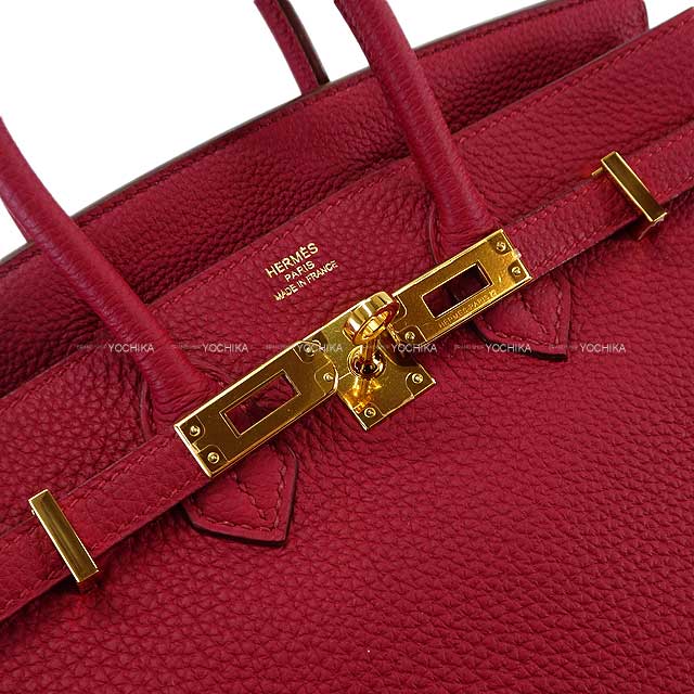 HERMES Handbag Birkin25 Rouge Grenade Veau Togo Gold HW Stamp T[ALMOST NEW][Authentic]