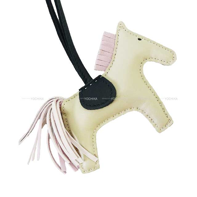 [Pre-loved] HERMES bag charm Rodeo PM Craie/Mauve Pale/Vert Cypress Agneau Milo Stamp U[LIKE NEW][Authentic]