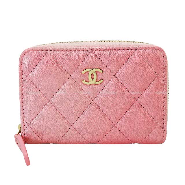 [Pre-loved] CHANEL change purse Matelasse COCO Mark Zip Pink Lambskin Champagne Gold HW AP0216[LIKE NEW][Authentic]