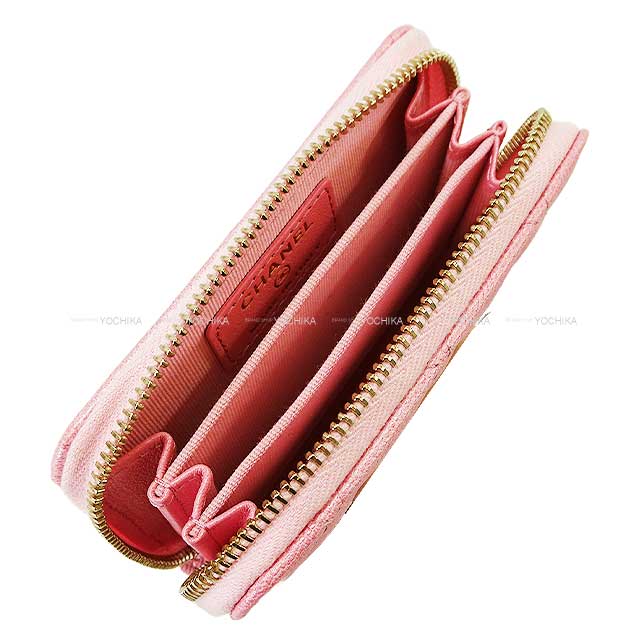 [Pre-loved] CHANEL change purse Matelasse COCO Mark Zip Pink Lambskin Champagne Gold HW AP0216[LIKE NEW][Authentic]