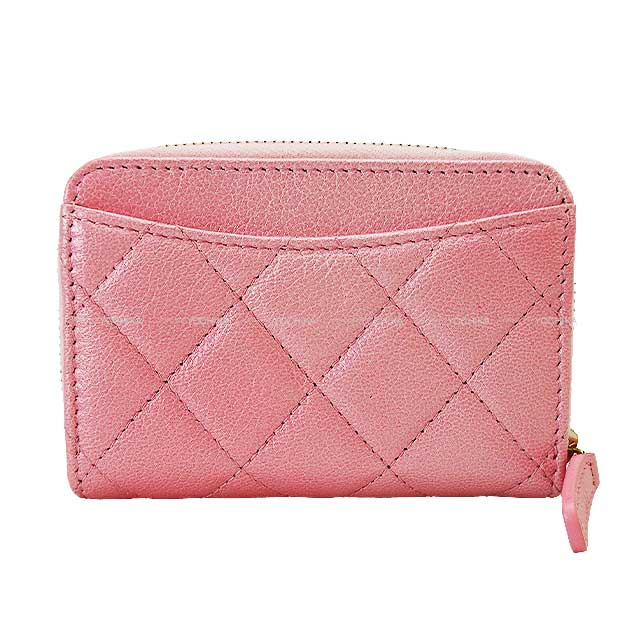 [Pre-loved] CHANEL change purse Matelasse COCO Mark Zip Pink Lambskin Champagne Gold HW AP0216[LIKE NEW][Authentic]