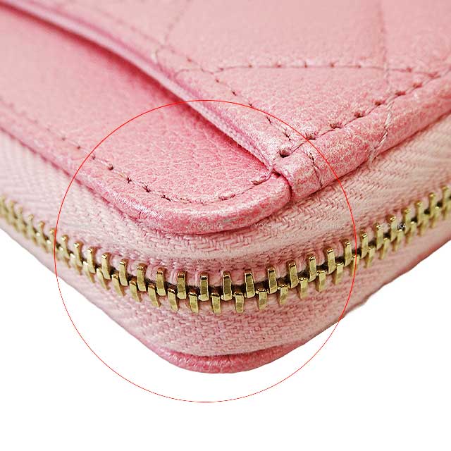 [Pre-loved] CHANEL change purse Matelasse COCO Mark Zip Pink Lambskin Champagne Gold HW AP0216[LIKE NEW][Authentic]