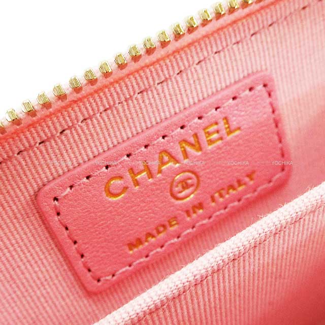 [Pre-loved] CHANEL change purse Matelasse COCO Mark Zip Pink Lambskin Champagne Gold HW AP0216[LIKE NEW][Authentic]