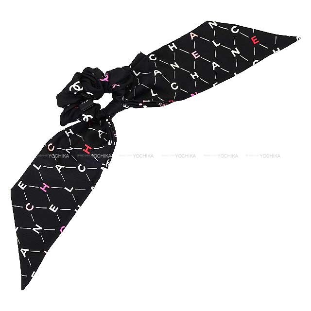 CHANEL hair accessories COCO Mark Ribbon Chouchou Noir (Black)/Multicolor Silk AA9304[BRAND NEW][Authentic]