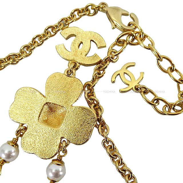 CHANEL necklace Flower COCO Mark Pearl Chain Gold/Pink Gold HW[EXCELLENT][Authentic]