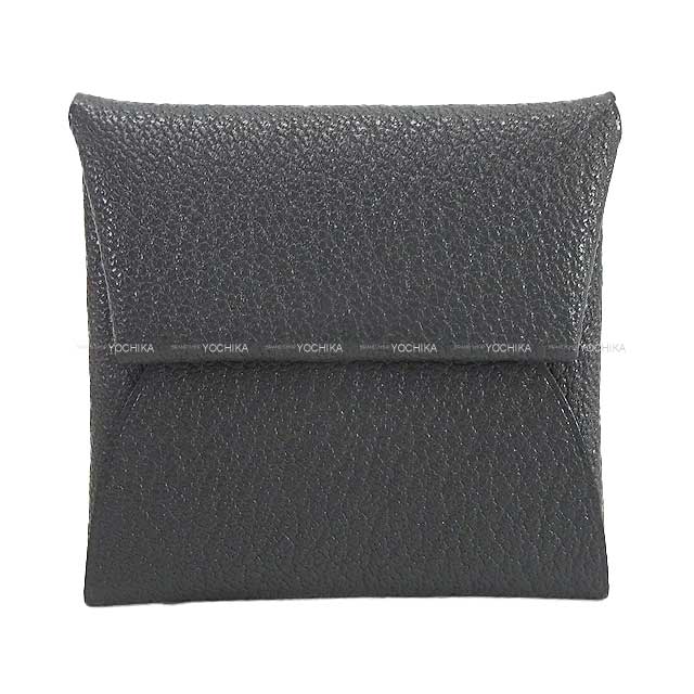 HERMES change purse Bastia Verso Gris Misty/Noir (Black) Chevre Myzore Silver HW Stamp W[BRAND NEW][Authentic]