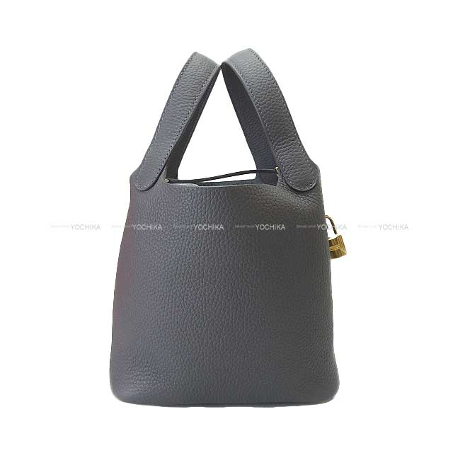 HERMES Handbag Picotin Lock 18 PM Ardoise Taurillon Clemence Champagne Gold HW Stamp K[BRAND NEW][Authentic]