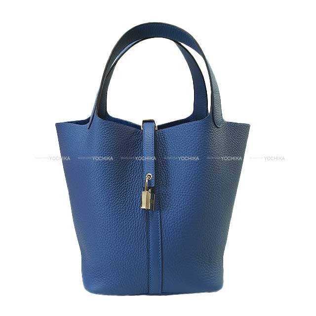 HERMES Handbag Picotin Lock 22 MM Blue Tie Taurillon Clemence Silver HW Stamp K[BRAND NEW][Authentic]