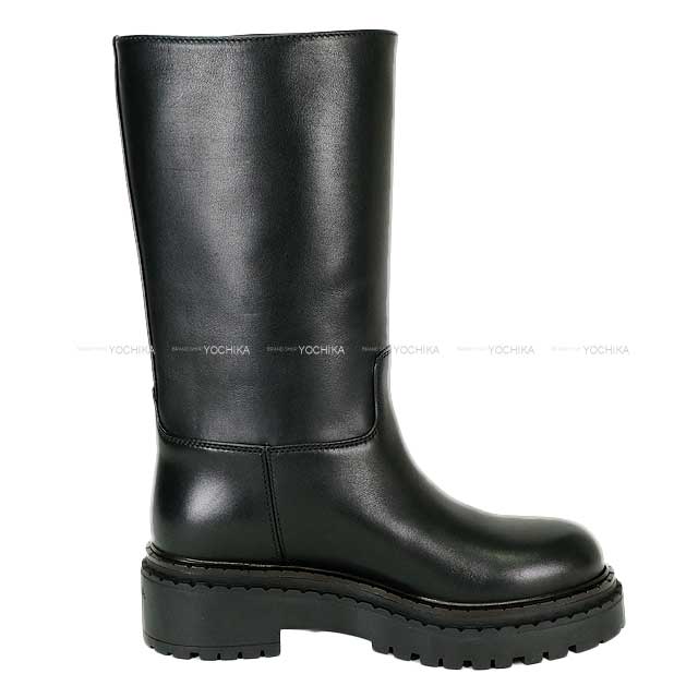 PRADA boots Leather triangle with logo plate Noir (Black) Calf Leather 37 1U635N.UZE_F0002_F_G055[ALMOST NEW][Authentic]