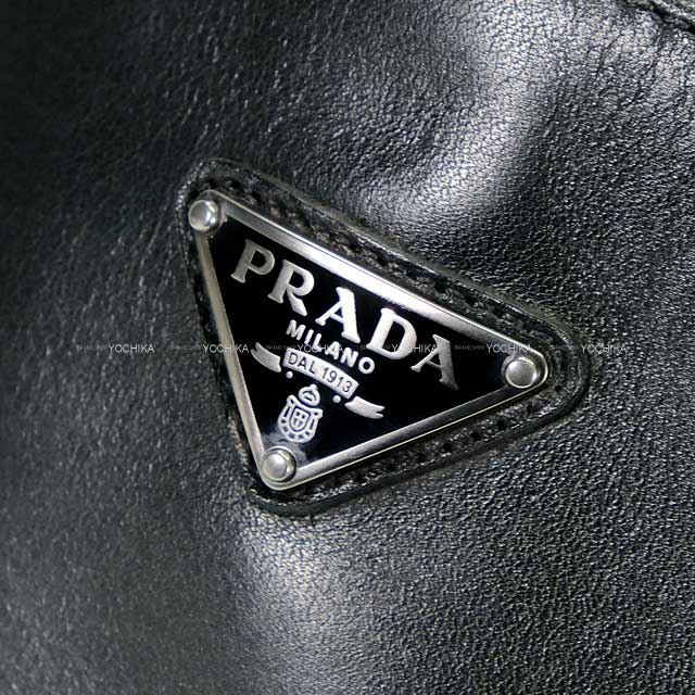 PRADA boots Leather triangle with logo plate Noir (Black) Calf Leather 37 1U635N.UZE_F0002_F_G055[ALMOST NEW][Authentic]