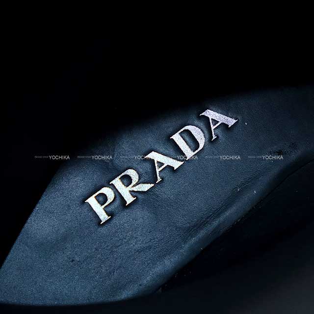 PRADA boots Leather triangle with logo plate Noir (Black) Calf Leather 37 1U635N.UZE_F0002_F_G055[ALMOST NEW][Authentic]