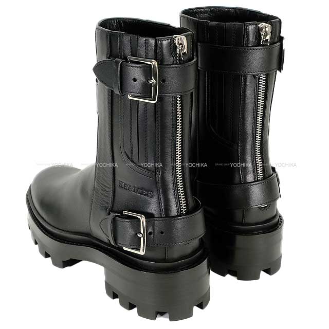 2024AW HERMES boots Ladies Short Jaimy #37 Noir (Black) Calf 37[EXCELLENT][Authentic]