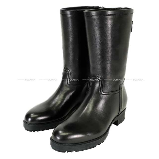 [Pre-loved] HERMES boots Women's Short H Logo Buckle Fastener Noir (Black) Calf 36.5 Silver HW[LIKE NEW][Authentic]