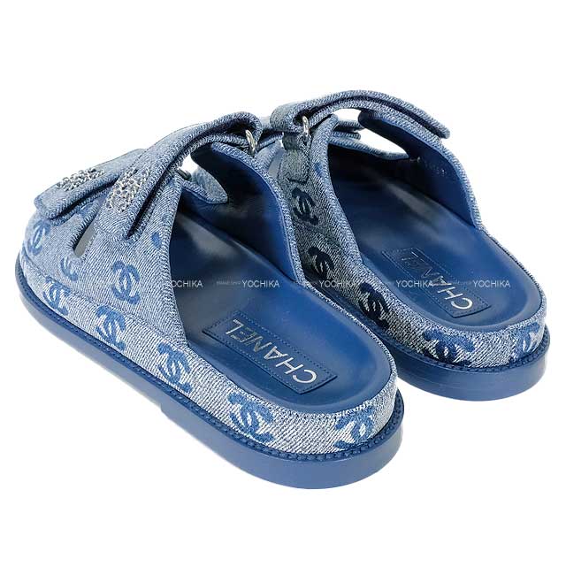 2025SS CHANEL sandals Footbed COCO Mark Blue Denim #37 G45507[BRAND NEW][Authentic]