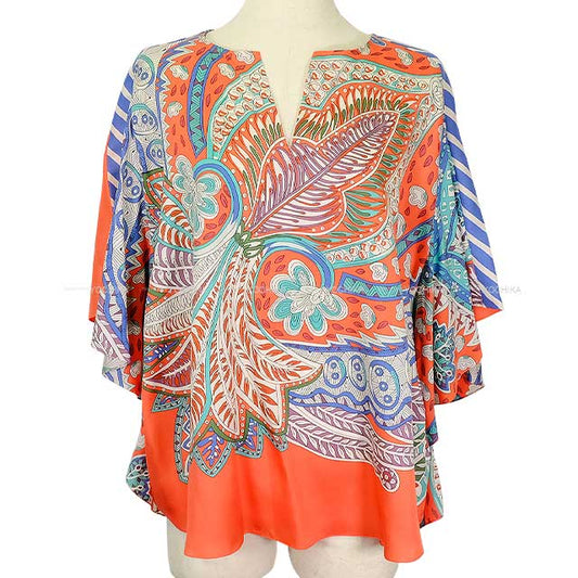 HERMES Tunic Women's Beach Button Savana Dance Rose sorbet Cotton #TU[EXCELLENT][Authentic]