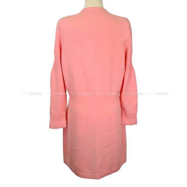 [Pre-loved] CHANEL Cardigan Women's Long Sleeve Long Turnlock COCO Mark Pink Cashmere #44 P52425[LIKE NEW][Authentic]