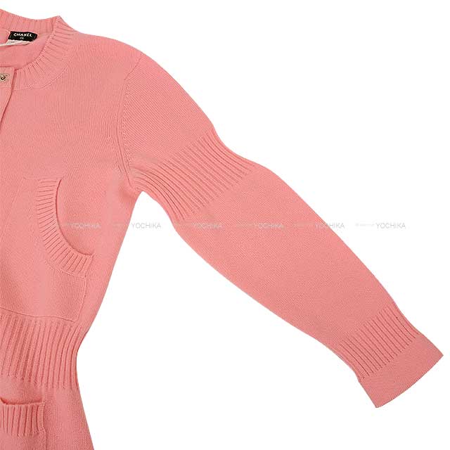 [Pre-loved] CHANEL Cardigan Women's Long Sleeve Long Turnlock COCO Mark Pink Cashmere #44 P52425[LIKE NEW][Authentic]