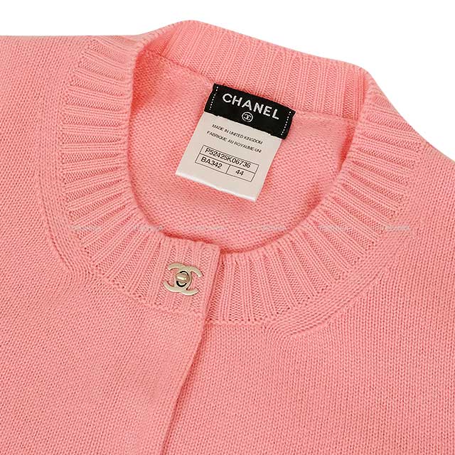 [Pre-loved] CHANEL Cardigan Women's Long Sleeve Long Turnlock COCO Mark Pink Cashmere #44 P52425[LIKE NEW][Authentic]