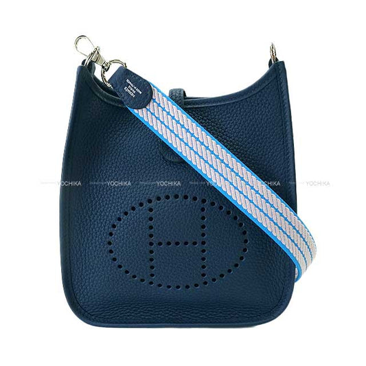 HERMES Shoulder bag Evelyne 16 TPM Sangles Cordage Bleu de Prusse/Mauve Pale/Bleu Azur Taurillon Clemence Silver HW Stamp W[BRAND NEW][Authentic]