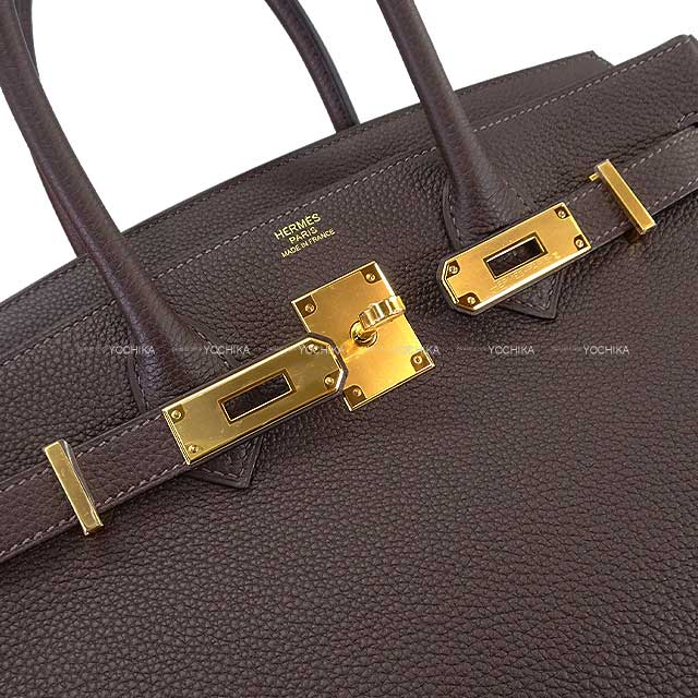 HERMES Handbag Birkin30 Chocolat Veau Togo Gold HW Stamp B[EXCELLENT][Authentic]