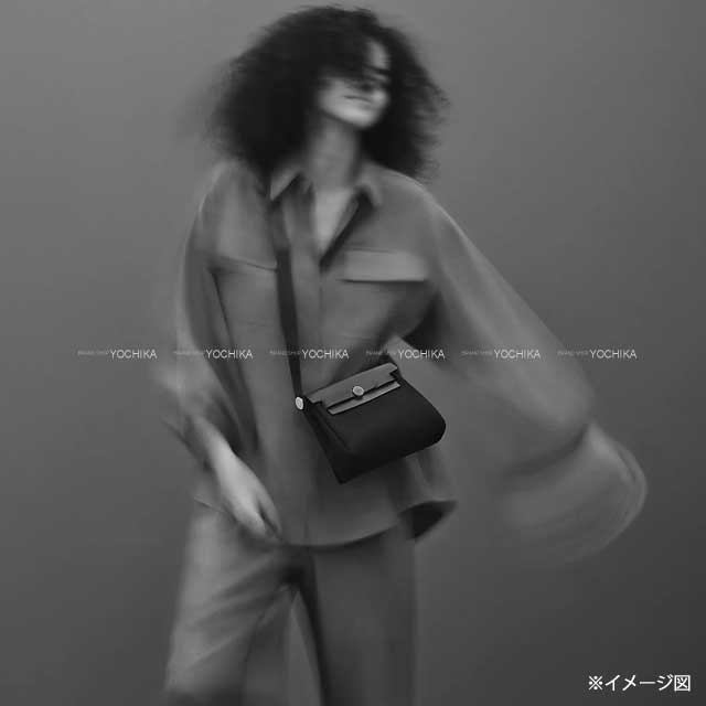 HERMES Shoulder bag Herbag Zip 20 Mini Noir (Black) Toile Militaire/Vache Hunter Silver HW Stamp G[BRAND NEW][Authentic]