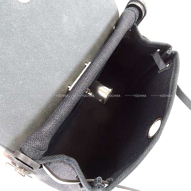 HERMES Shoulder bag Herbag Zip 20 Mini Noir (Black) Toile Militaire/Vache Hunter Silver HW Stamp G[BRAND NEW][Authentic]
