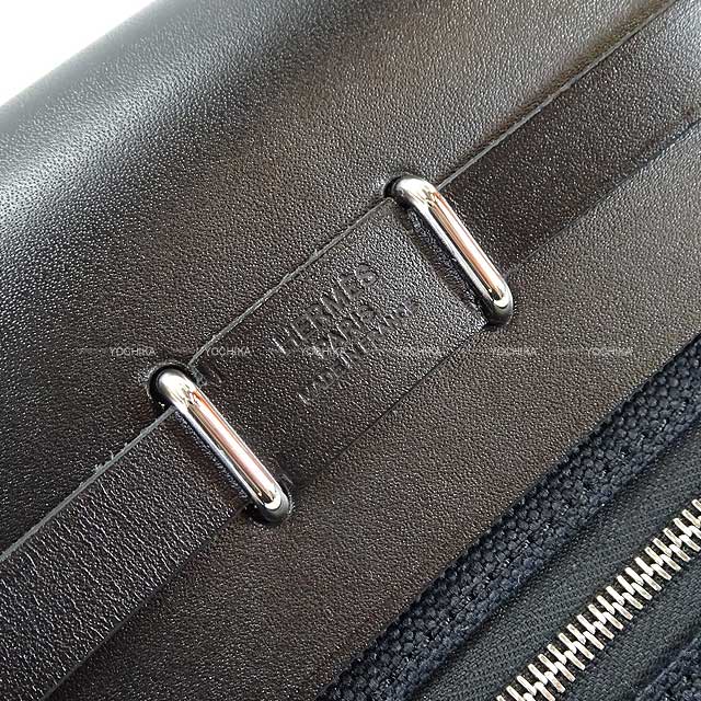 HERMES Shoulder bag Herbag Zip 20 Mini Noir (Black) Toile Militaire/Vache Hunter Silver HW Stamp W[BRAND NEW][Authentic]