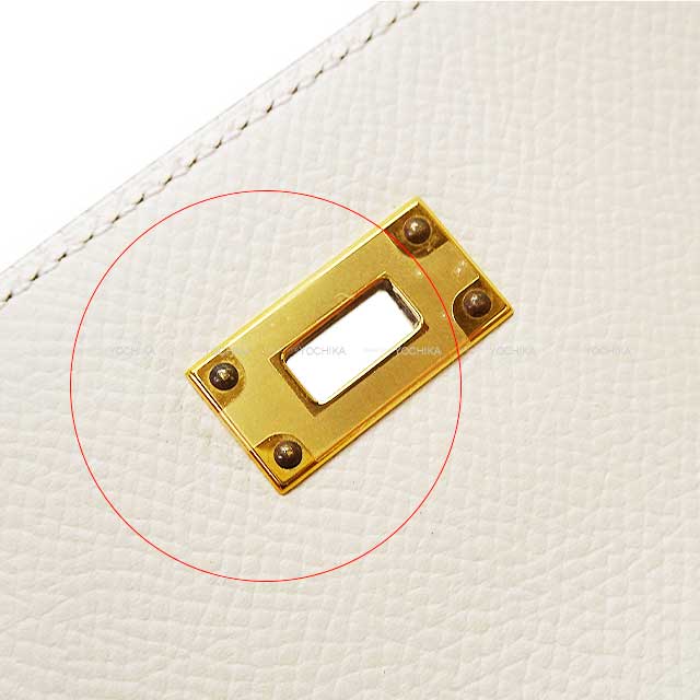 HERMES long wallet Kelly Wallet Long classic Craie Veau Epsom Gold HW Stamp D[EXCELLENT][Authentic]