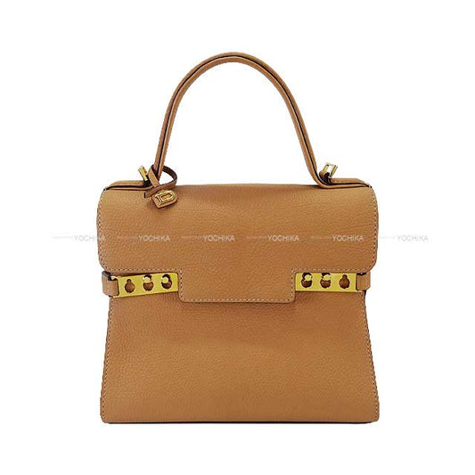 [Pre-loved] Delvaux Shoulder bag Tempete PM Brown Grain crispy calf leather Gold HW[LIKE NEW][Authentic]