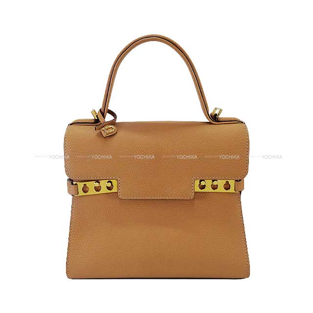 [Pre-loved] Delvaux Shoulder bag Tempete PM Brown Grain crispy calf leather Gold HW[LIKE NEW][Authentic]