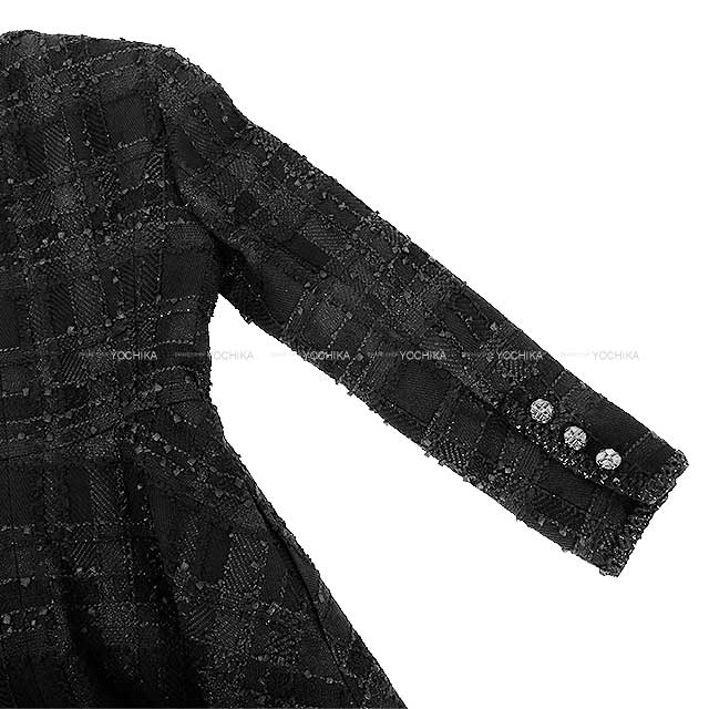 CHANEL Plainly colored jacket Cross Coco Button Flare Middle Camellia Noir (Black) Tweed 34 P74926[BRAND NEW][Authentic]