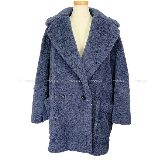 MAX MARA teddy bear icon short Coat XS Blue Jeans Alpaca/Virgin wool/Silk/Rayon 11-01-61442[EXCELLENT][Authentic]