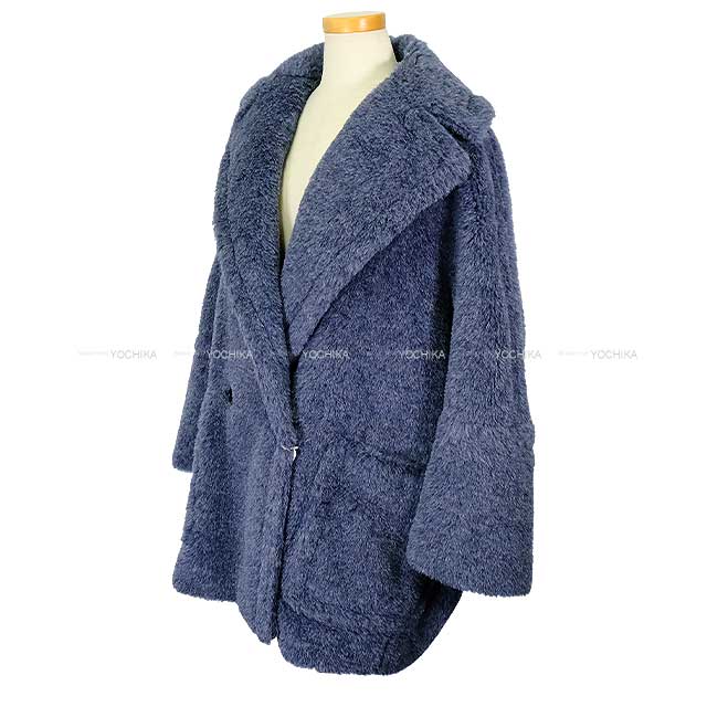 MAX MARA teddy bear icon short Coat XS Blue Jeans Alpaca/Virgin wool/Silk/Rayon 11-01-61442[EXCELLENT][Authentic]