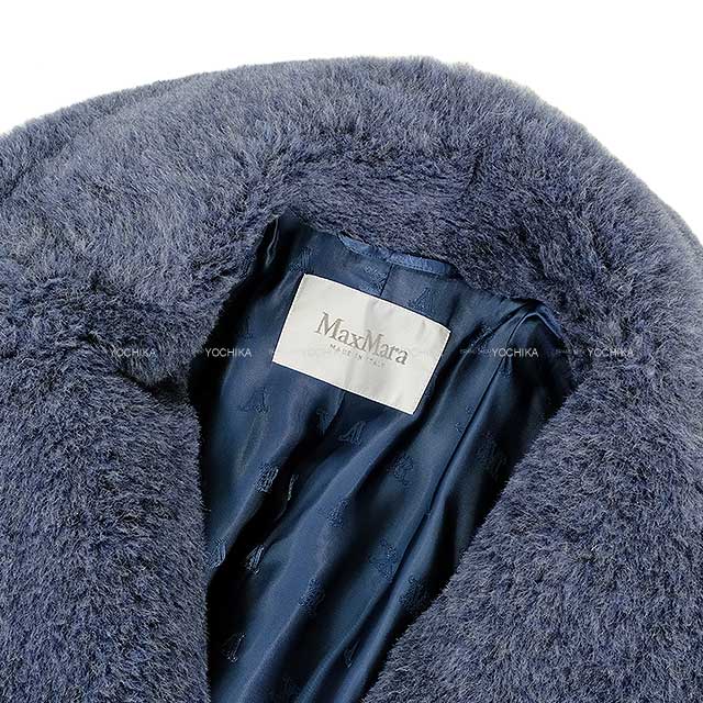 MAX MARA teddy bear icon short Coat XS Blue Jeans Alpaca/Virgin wool/Silk/Rayon 11-01-61442[EXCELLENT][Authentic]