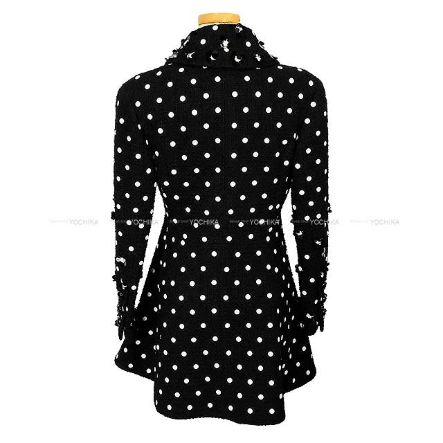 CHANEL Ladies Coat Dots Spangles Bijoux COCO Mark Noir (Black) Rain wool / polyamide / silk #36 P74822[EXCELLENT][Authentic]