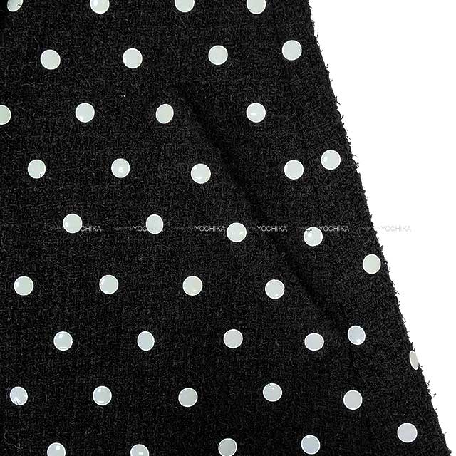 CHANEL Ladies Coat Dots Spangles Bijoux COCO Mark Noir (Black) Rain wool / polyamide / silk #36 P74822[EXCELLENT][Authentic]