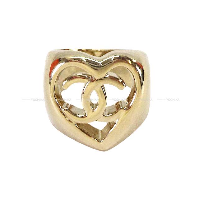 CHANEL ring Cocomark In Heart #52 Champagne Gold HW AB7882[EXCELLENT][Authentic]