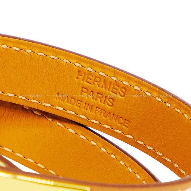 HERMES bracelet Kelly Double Tour Gold Veau Swift #T3 Gold HW Stamp B[EXCELLENT][Authentic]