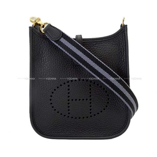 HERMES Shoulder bag Evelyne 16 TPM Short amazon Sangle Noir (Black)/Gris Misty Taurillon Clemence Gold HW Stamp W[BRAND NEW][Authentic]