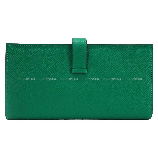 HERMES long wallet Bearn Soufflet Verso Vert Jade/Bleu Zanzibar Veau Epsom Gold HW Stamp W[BRAND NEW][Authentic]