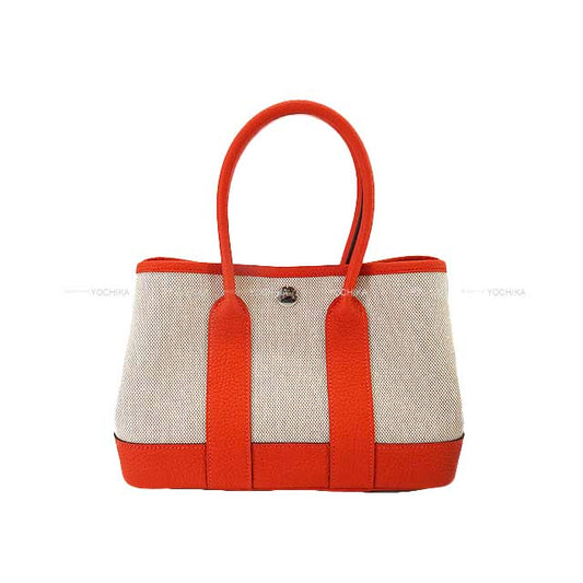 HERMES Handbag Neo Garden Party 23 Orange Toile H Viking/Veau Negonda Silver HW Stamp W[BRAND NEW][Authentic]