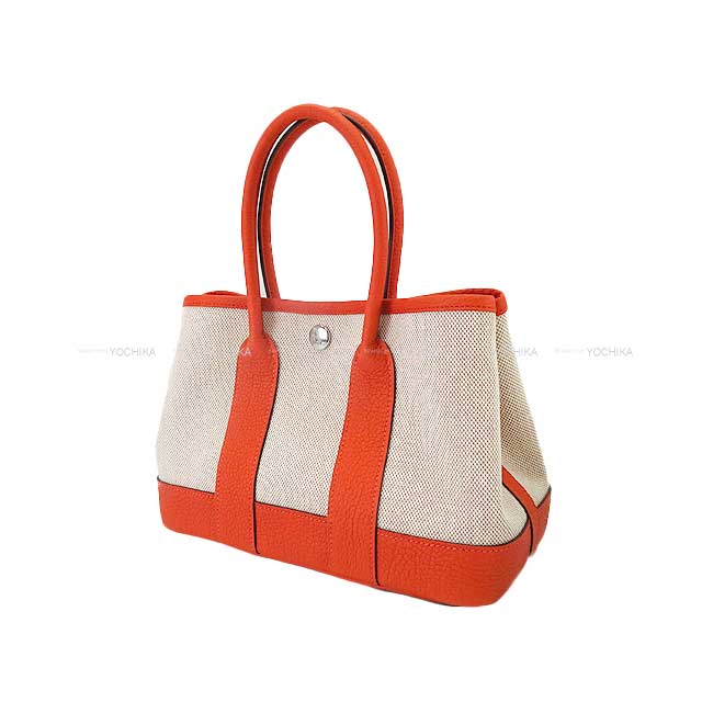 HERMES Handbag Neo Garden Party 23 Orange Toile H Viking/Veau Negonda Silver HW Stamp W[BRAND NEW][Authentic]