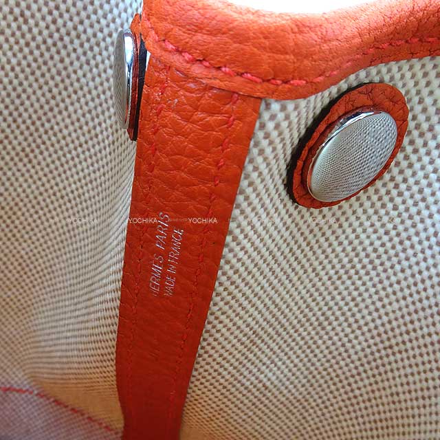 HERMES Handbag Neo Garden Party 23 Orange Toile H Viking/Veau Negonda Silver HW Stamp W[BRAND NEW][Authentic]