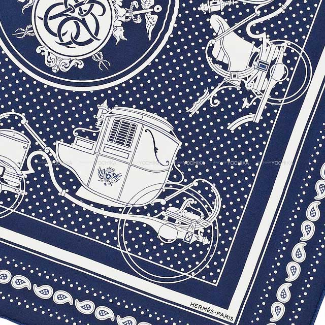 HERMES scarf Bandana Carre 55 Peuple du Vent Bandana Marine/White Silk100%[EXCELLENT][Authentic]