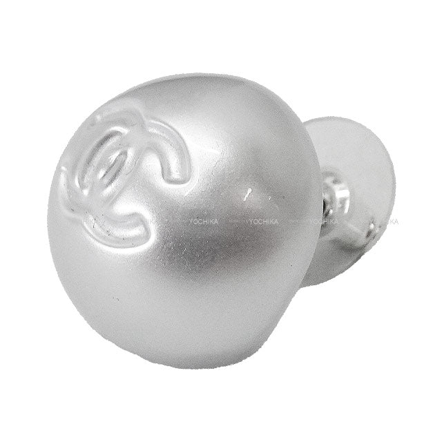 2025 Cruise Collection CHANEL pierced earring Coco mark Big Pearl Grey Pearl Silver HW ABE983[BRAND NEW][Authentic]