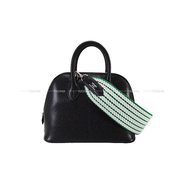 HERMES Shoulder bag Bolide 1923 20 mini Sangles Cordage Noir (Black)/Vert Vertigo Chevre Chamkila Silver HW Stamp W[BRAND NEW][Authentic]