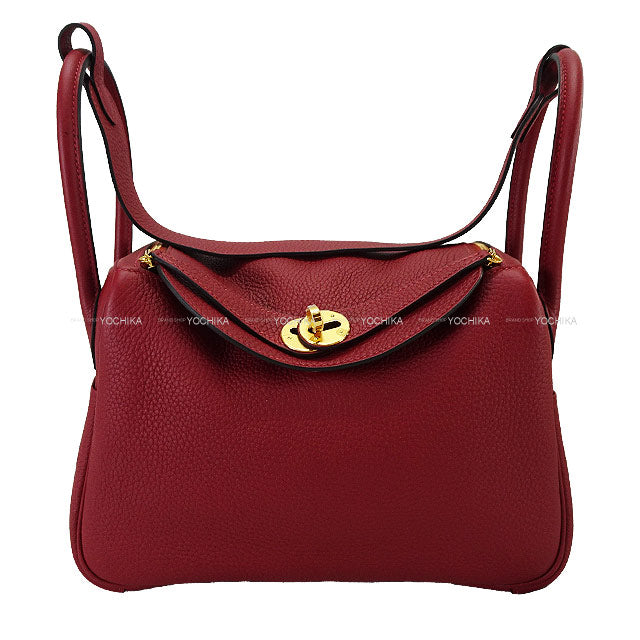 HERMES Shoulder bag Lindy 26 Rouge H Taurillon Clemence Gold HW Stamp W[EXCELLENT][Authentic]