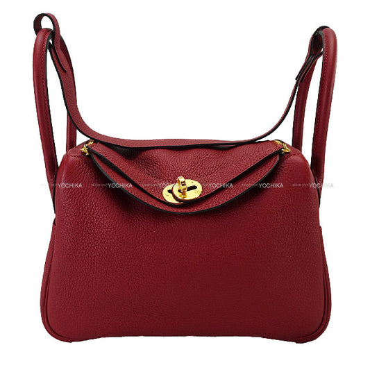 HERMES Shoulder bag Lindy 26 Rouge H Taurillon Clemence Gold HW Stamp W[EXCELLENT][Authentic]